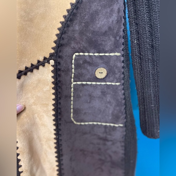 VINTAGE Unique Suede / Wool Long Coat - Picture 8 of 8